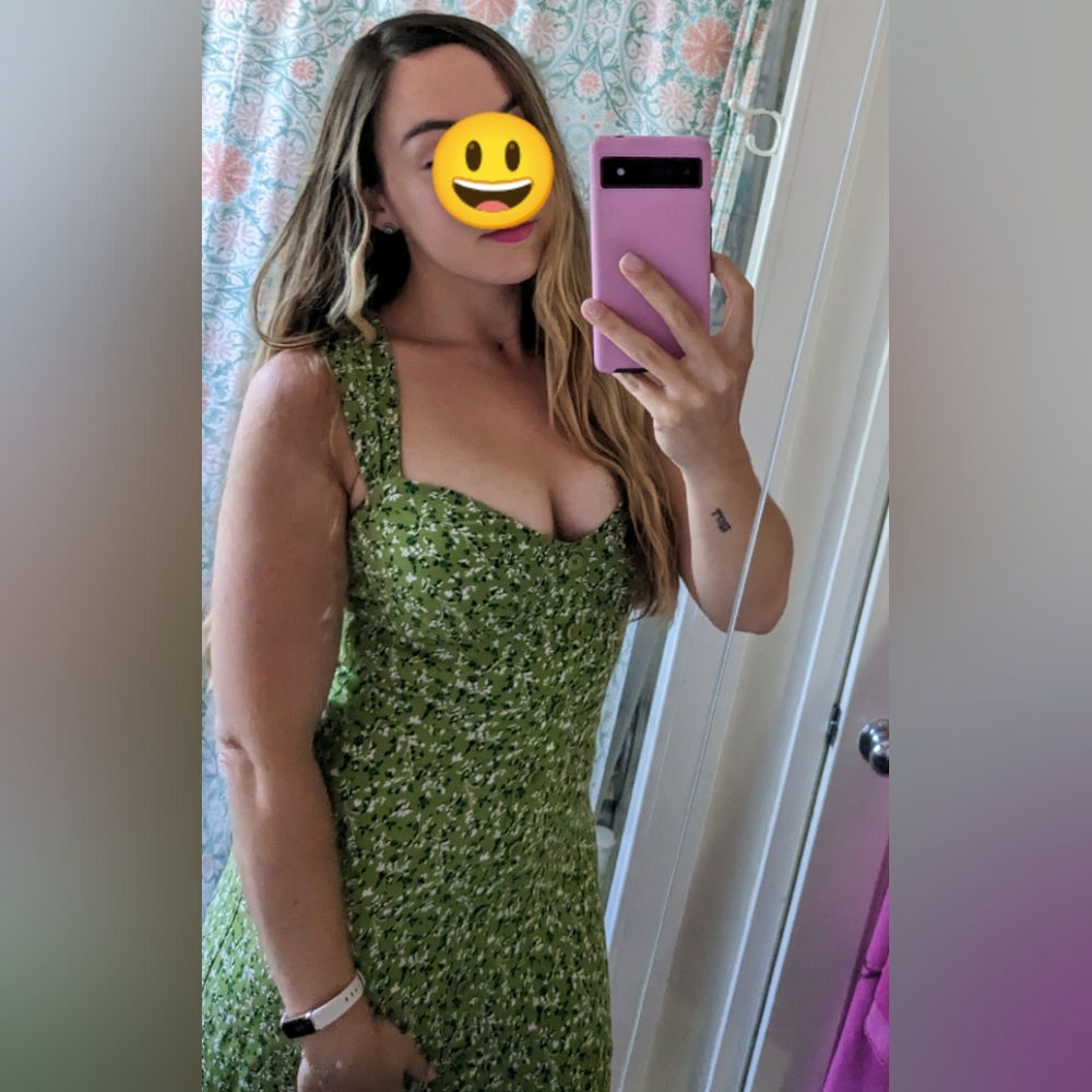 Reformation Green Floral Dress